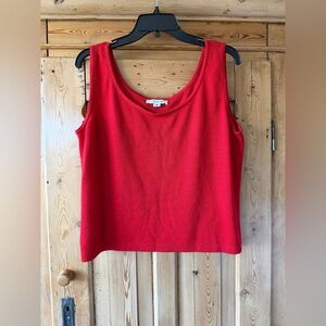 St John Red Sleeveless Classic Knit Top, EUC, Medium